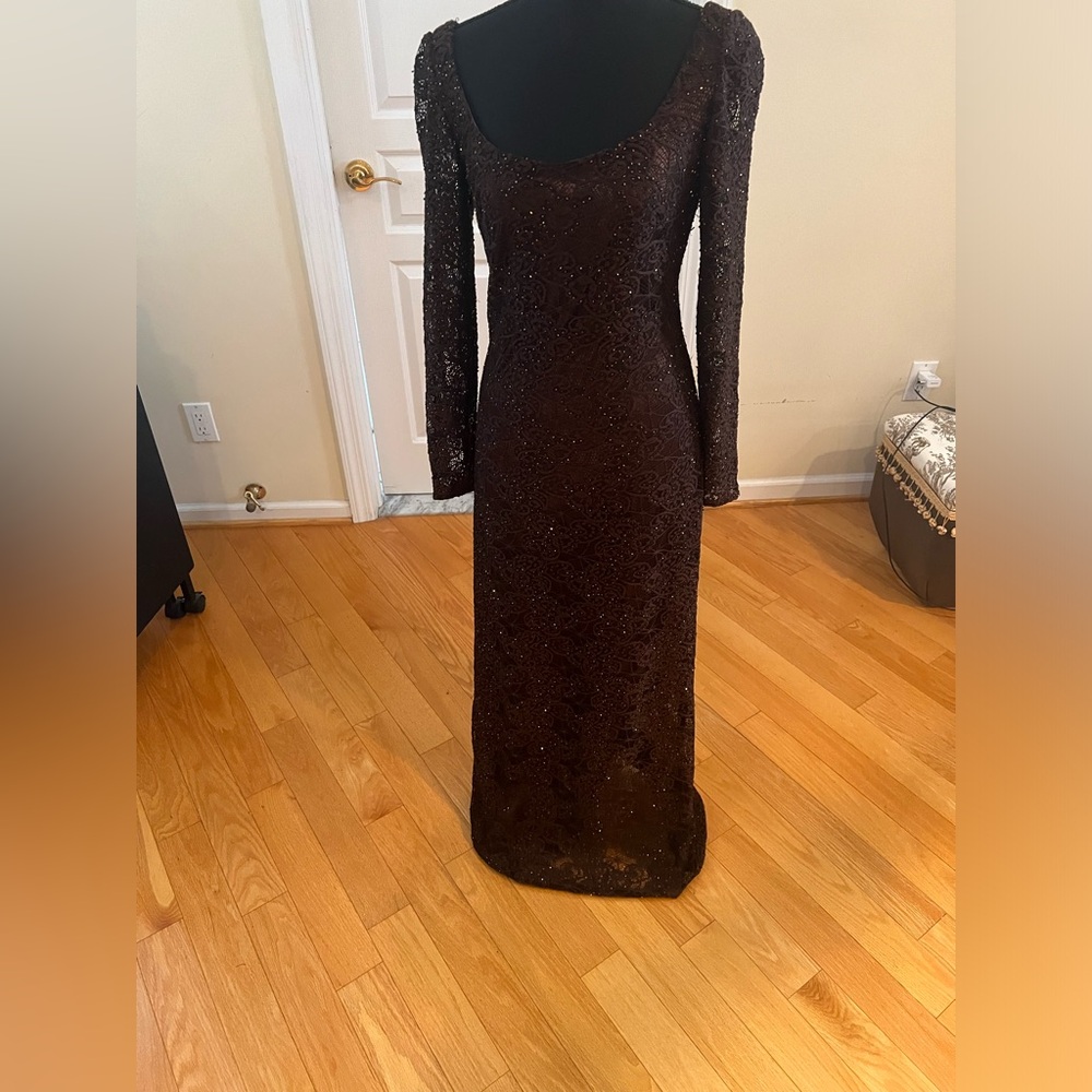 Sale 🔥🔥🔥Niteline stunning vintage brown with gold sequins maxi dress size 8
